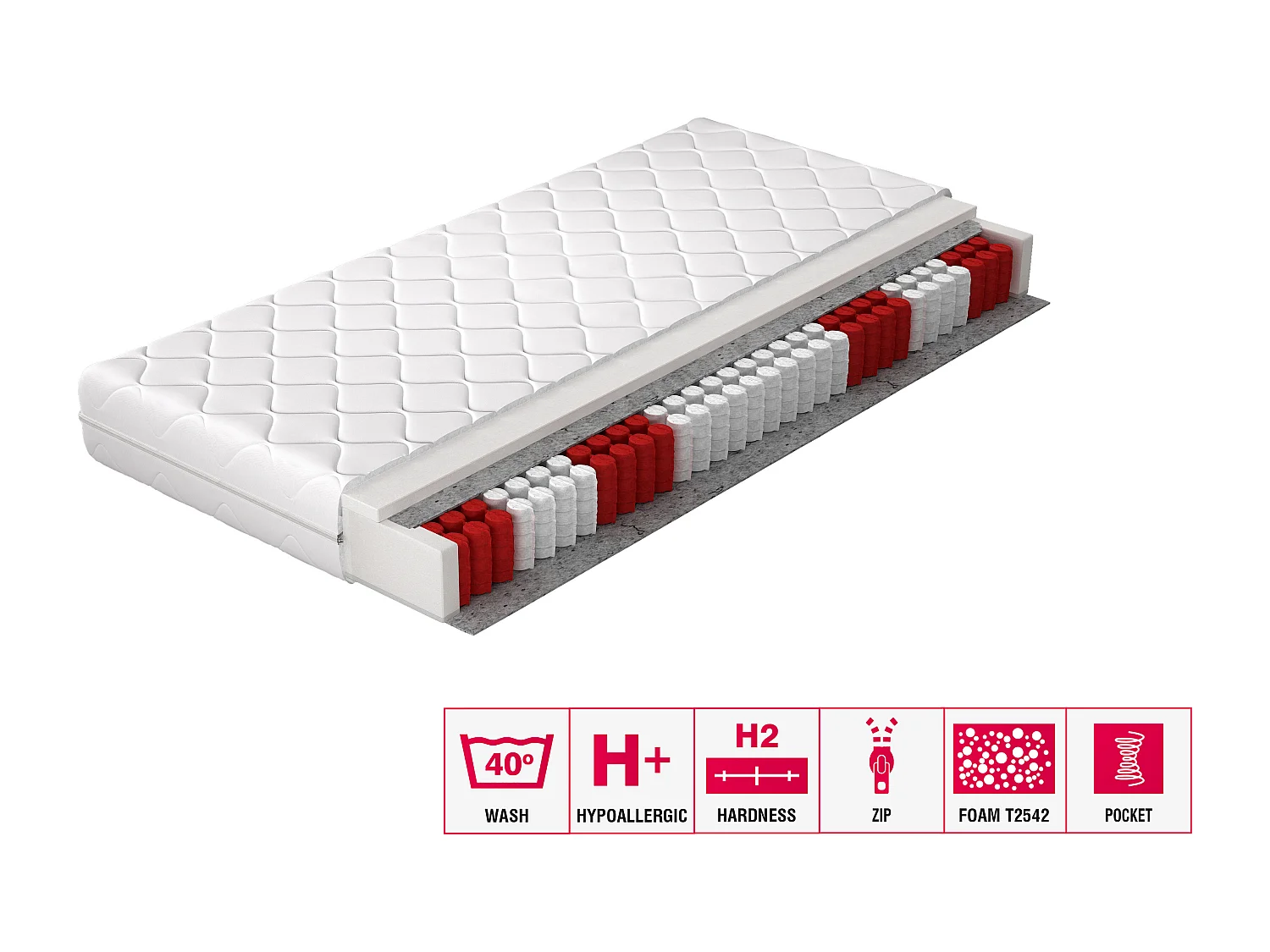 Materasso Calvin/160x200/Bianco