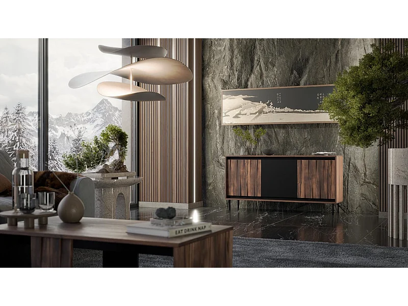 Sideboard Swing/Drehtüren/Braun&Schwarz