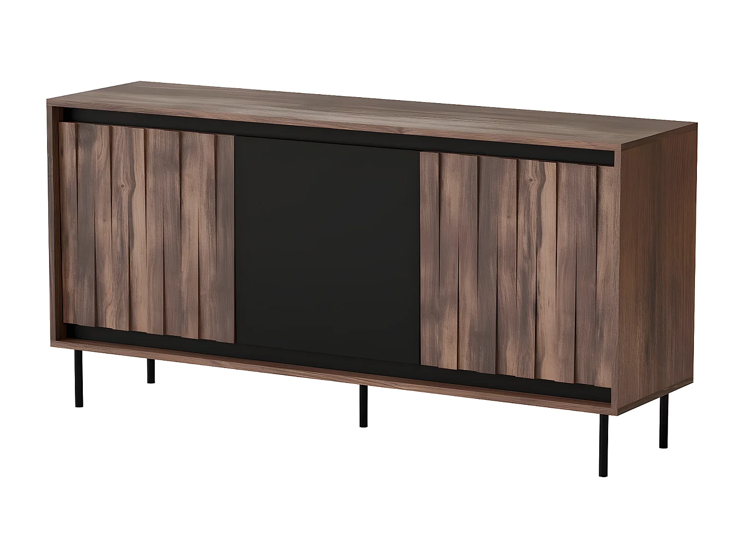 Credenza con ante girevoli/marrone e nero