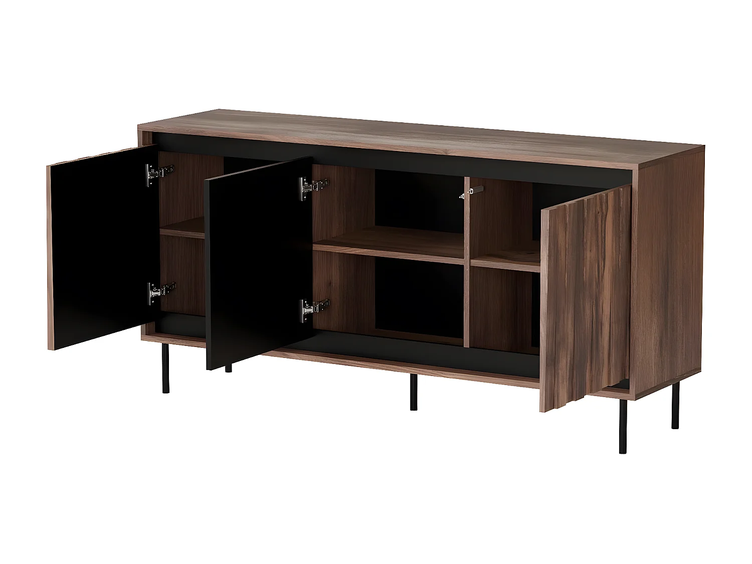 Credenza con ante girevoli/marrone e nero