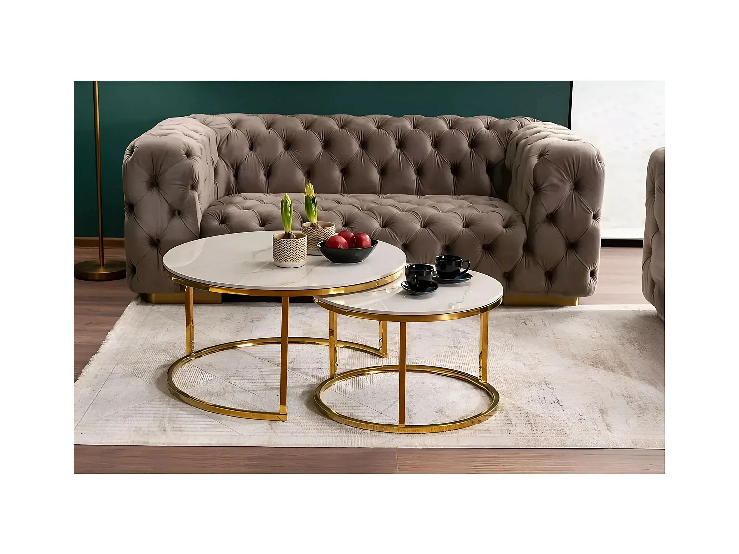Couchtisch Set Portafino /Keramik/Gold