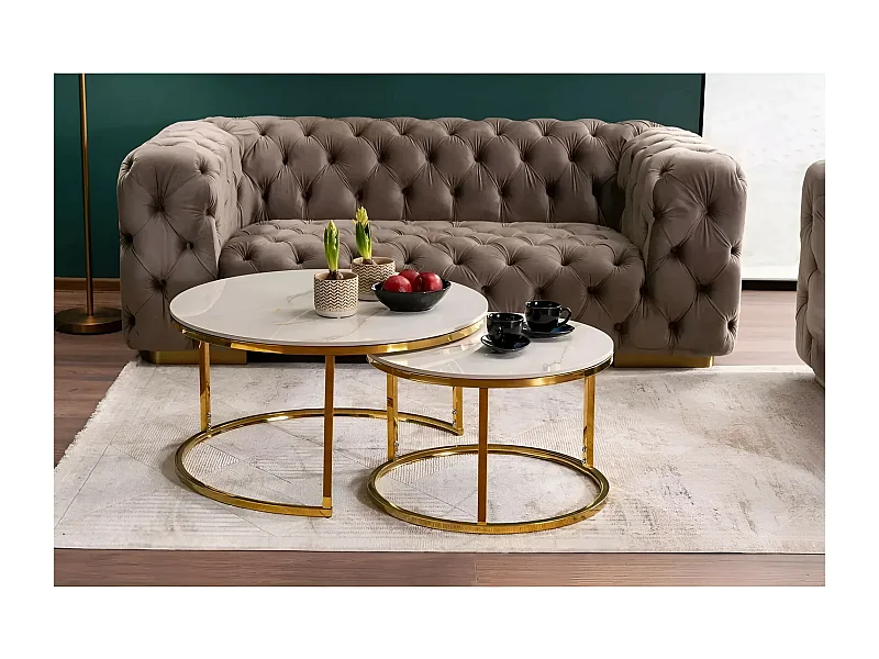 Couchtisch Set Portafino /Keramik/Gold