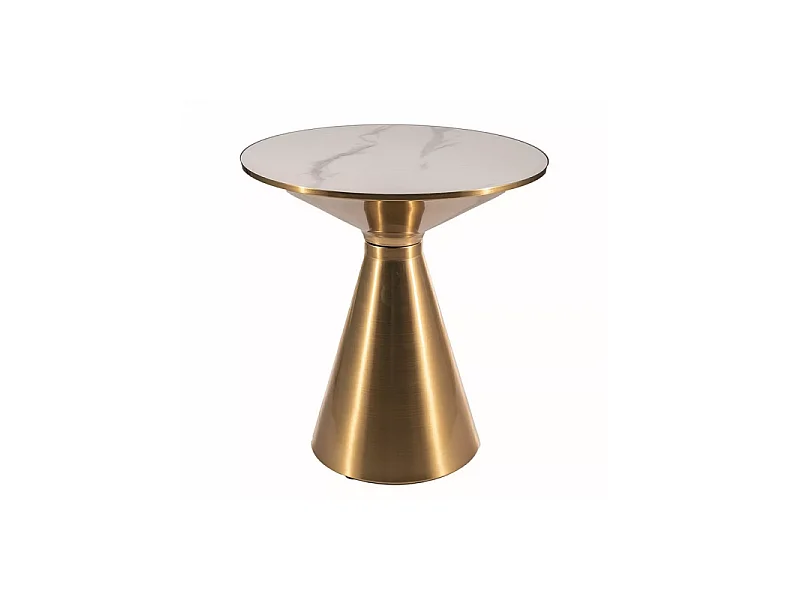 Ława ARIES 50x50 biały marmur/złota