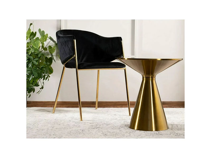 Ława ARIES 50x50 biały marmur/złota