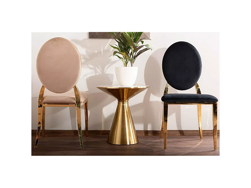 Ława ARIES 50x50 biały marmur/złota