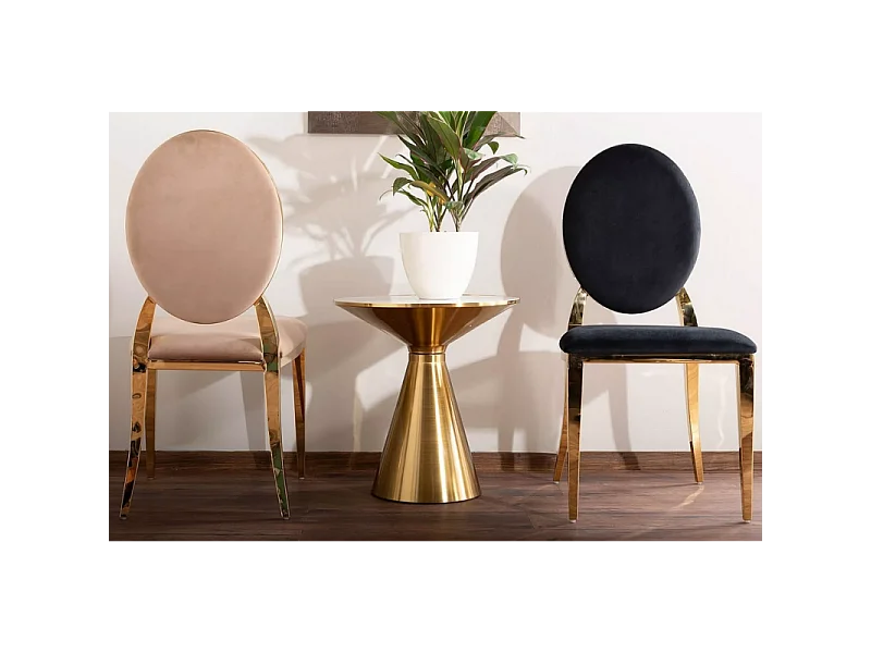 Ława ARIES 50x50 biały marmur/złota