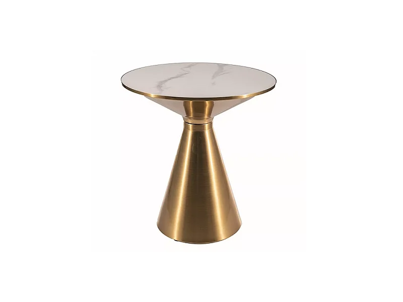 Ława ARIES 50x50 biały marmur/złota