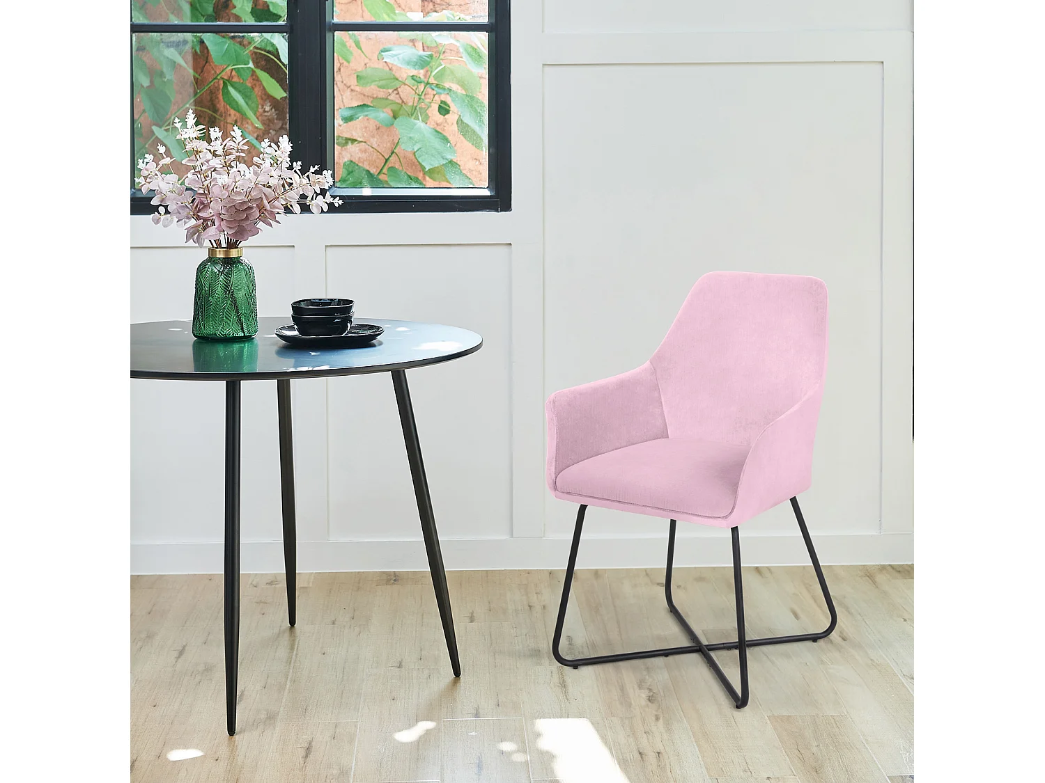 ESSZIMMERSTUHL JOSIE Dining 2er Set Samt Rosa