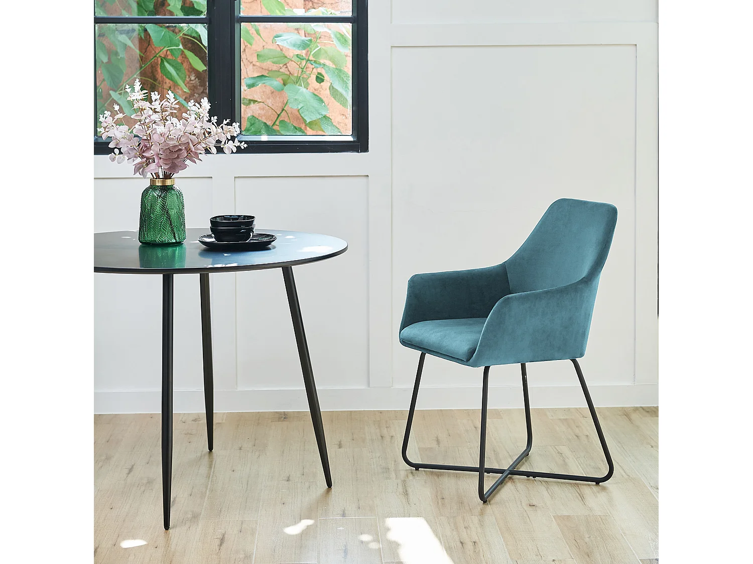 ESSZIMMERSTUHL JOSIE Dining 2er Set Samt Petrol