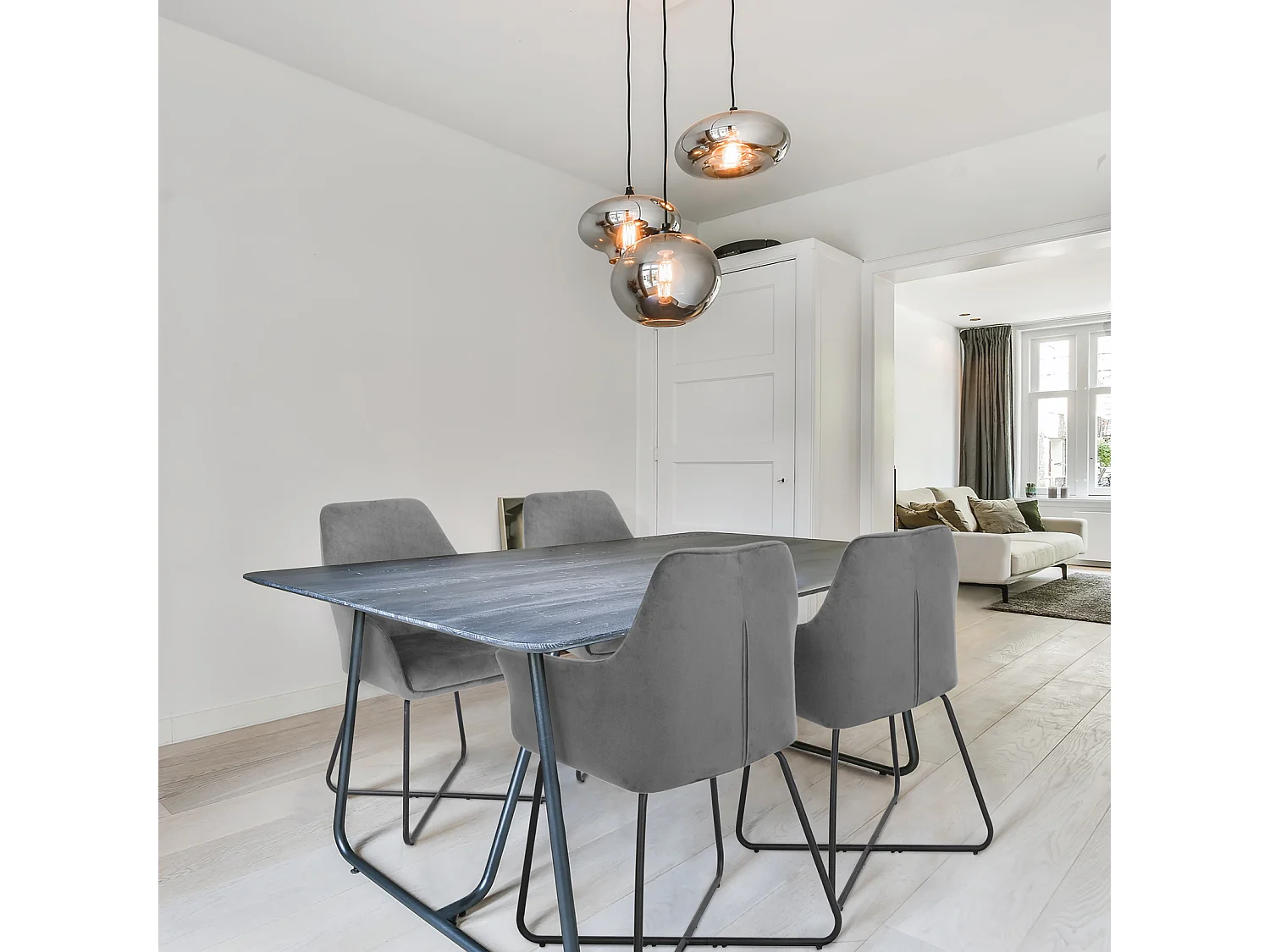 ESSZIMMERSTUHL JOSIE Dining 2er Set Stoffbezug Hellgrau