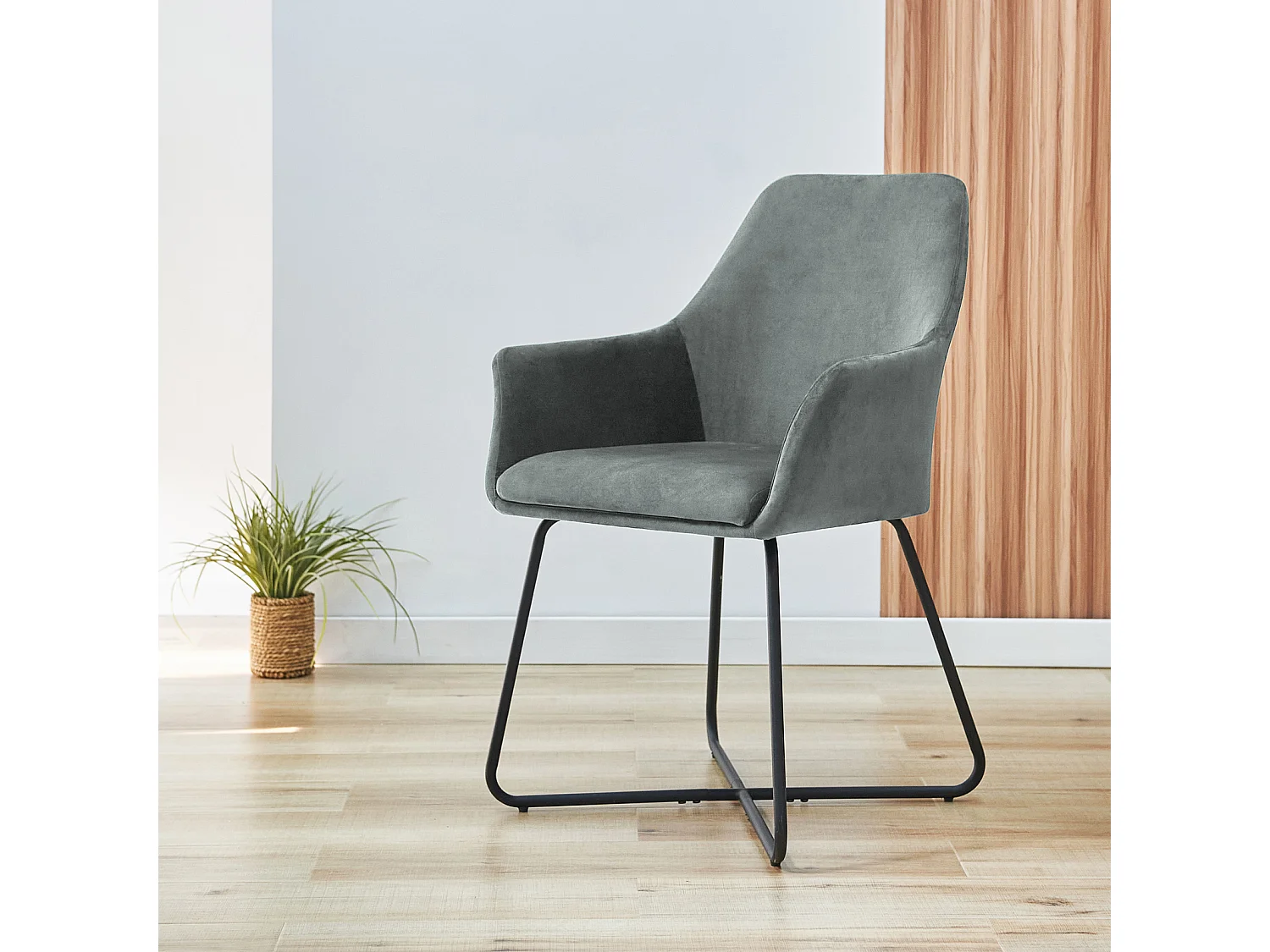 LOUNGESESSEL JOSIE Dining Samt 2er Set Grau