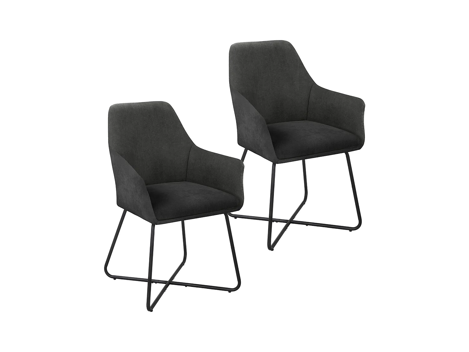 ESSZIMMERSTUHL JOSIE Dining 2er Set Stoffbezug Dunkelgrau