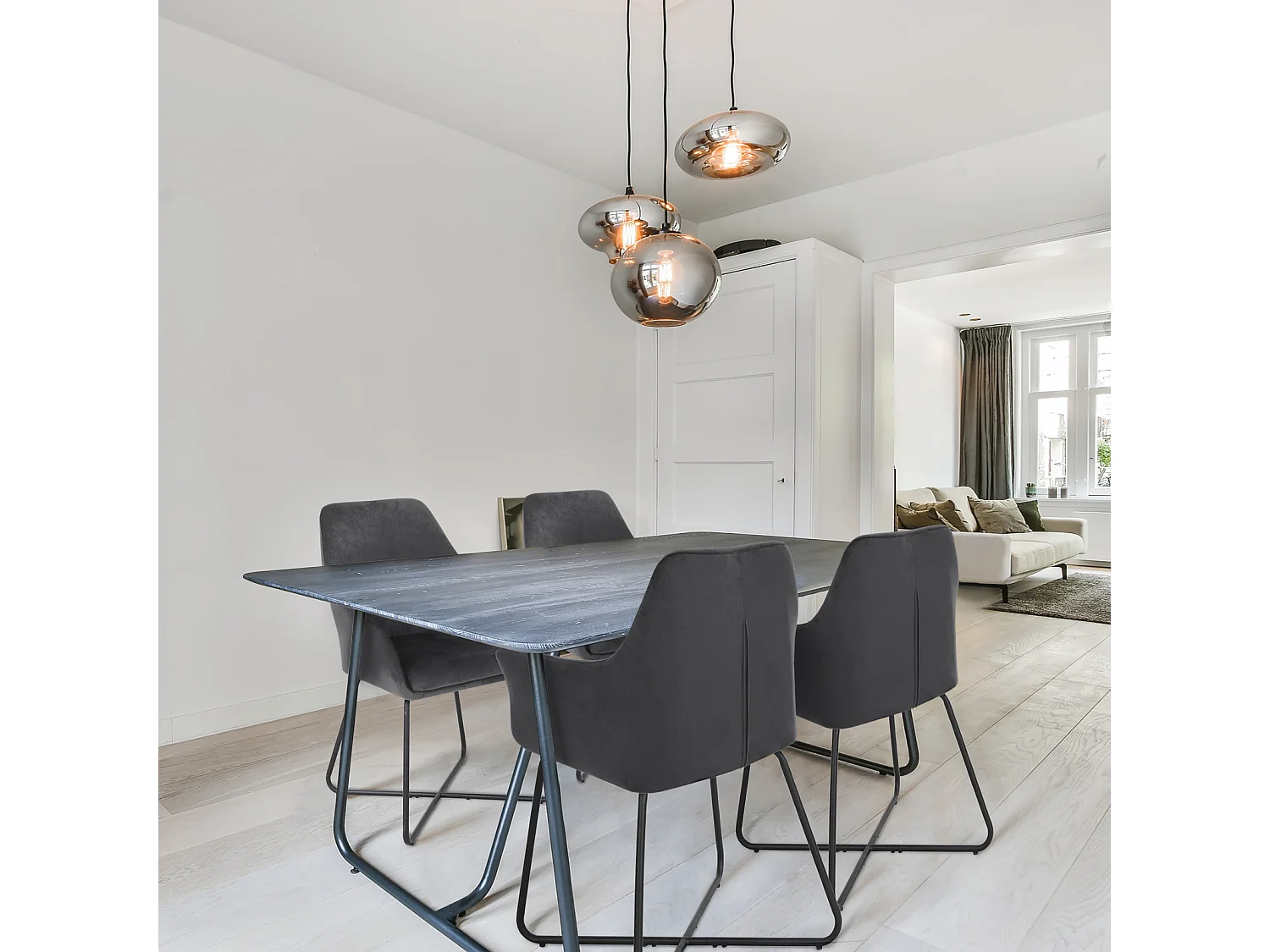 ESSZIMMERSTUHL JOSIE Dining 2er Set Stoffbezug Dunkelgrau