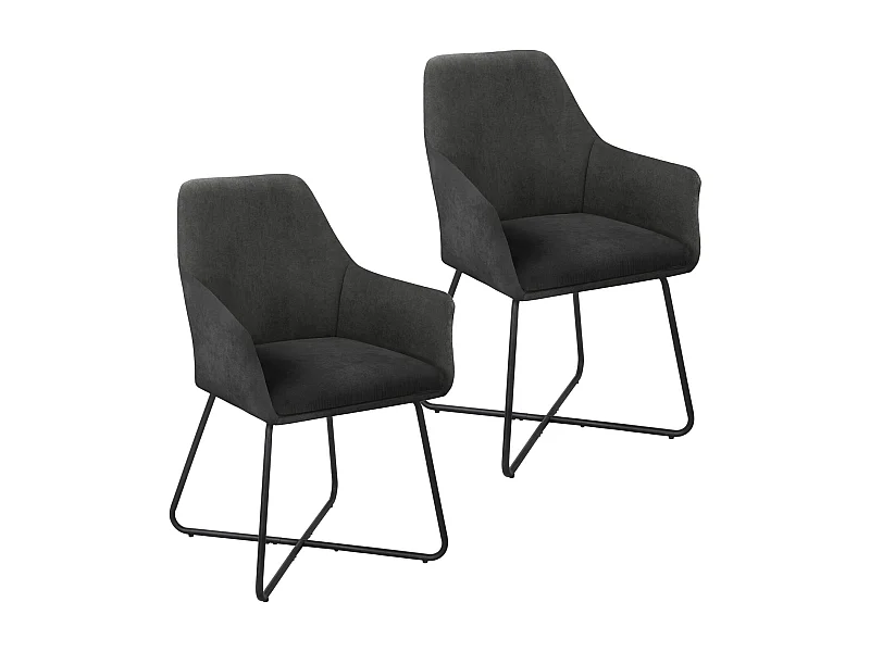 ESSZIMMERSTUHL JOSIE Dining 2er Set Stoffbezug Dunkelgrau