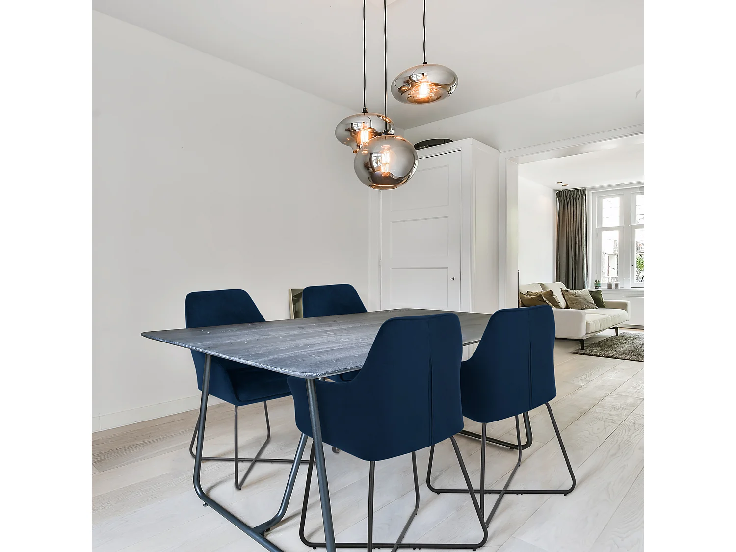 ESSZIMMERSTUHL JOSIE Dining 2er Set Samt Dunkelblau