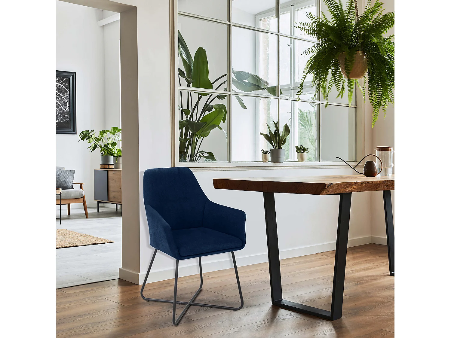 ESSZIMMERSTUHL JOSIE Dining 2er Set Samt Dunkelblau