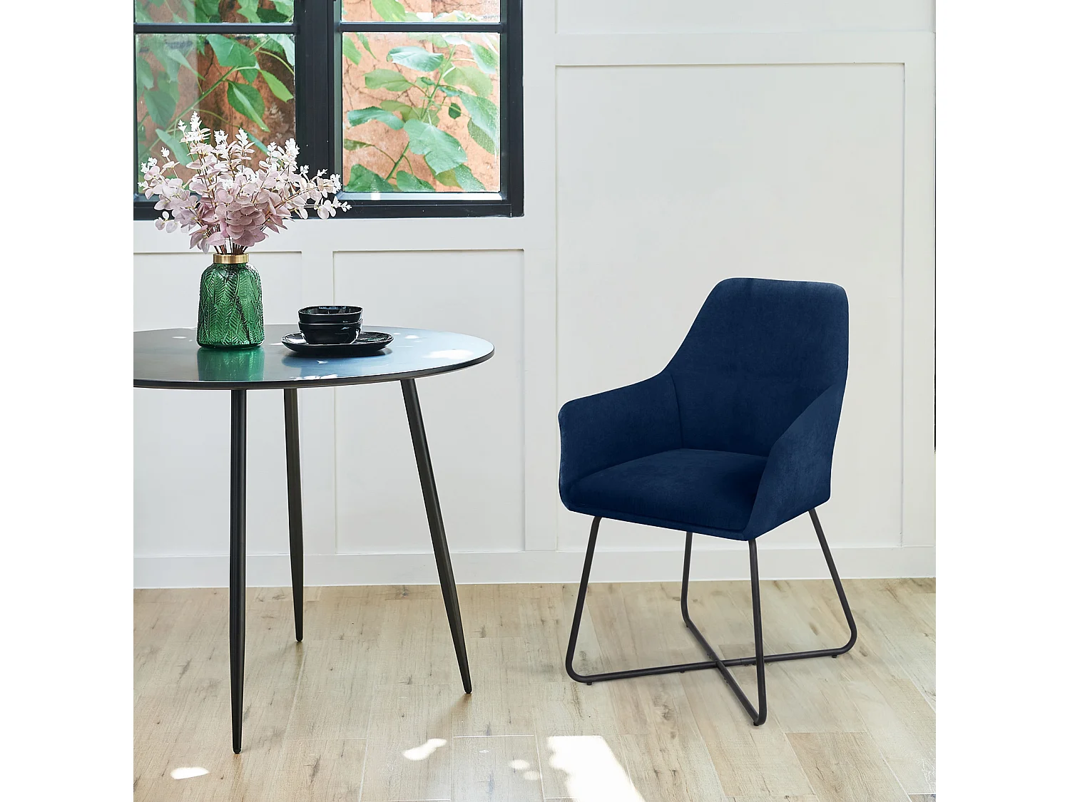 ESSZIMMERSTUHL JOSIE Dining 2er Set Samt Dunkelblau