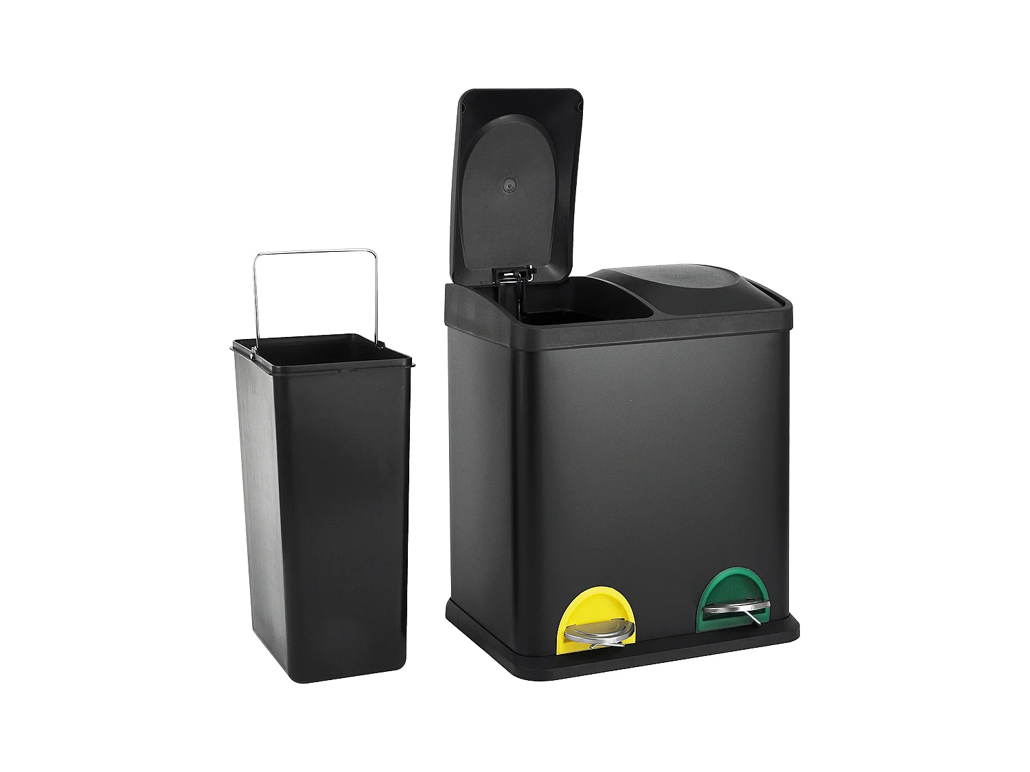 MÜLLEIMER TC2X15 30L 2x15 Treteimer Papierkorb Mülltrennung Schwarz