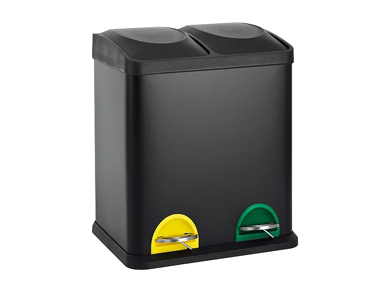 MÜLLEIMER TC2X15 30L 2x15 Treteimer Papierkorb Mülltrennung Schwarz