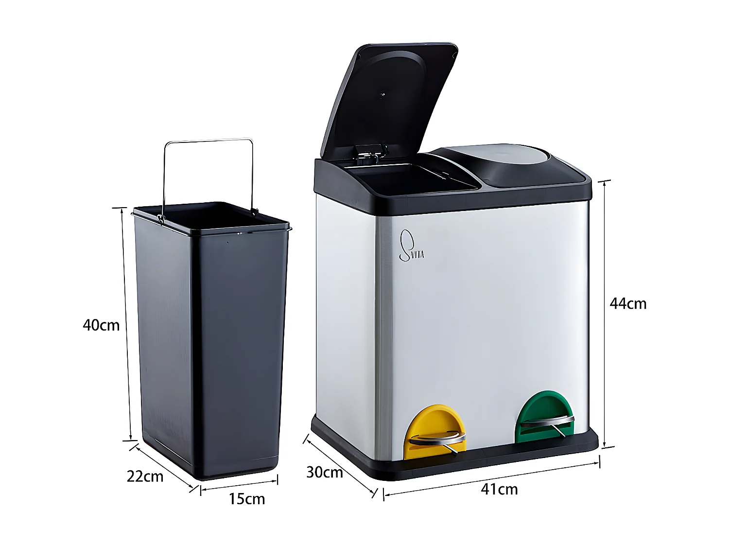 Poubelle 30 litres 2x15 à pédale