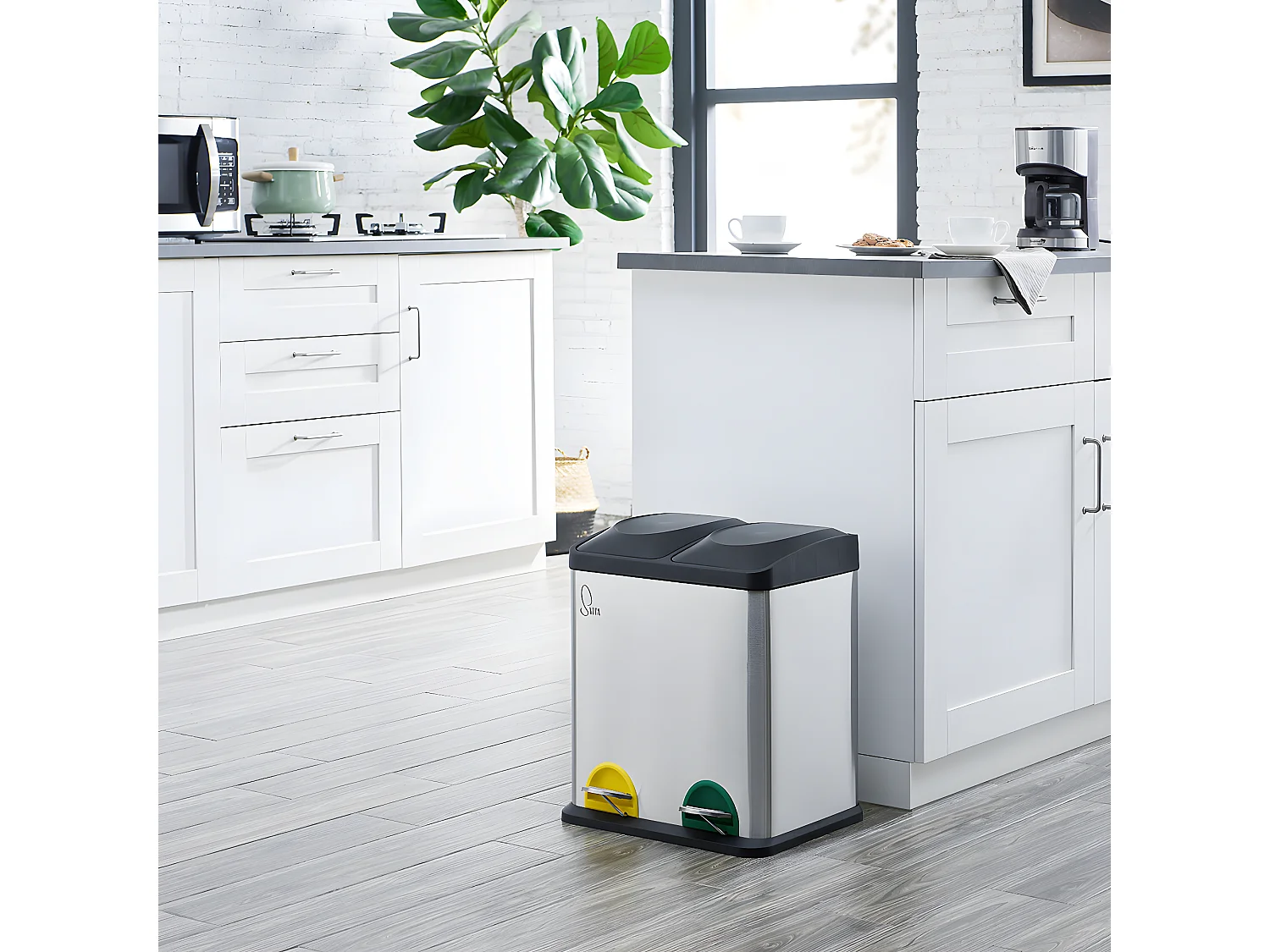 Poubelle 30 litres 2x15 à pédale