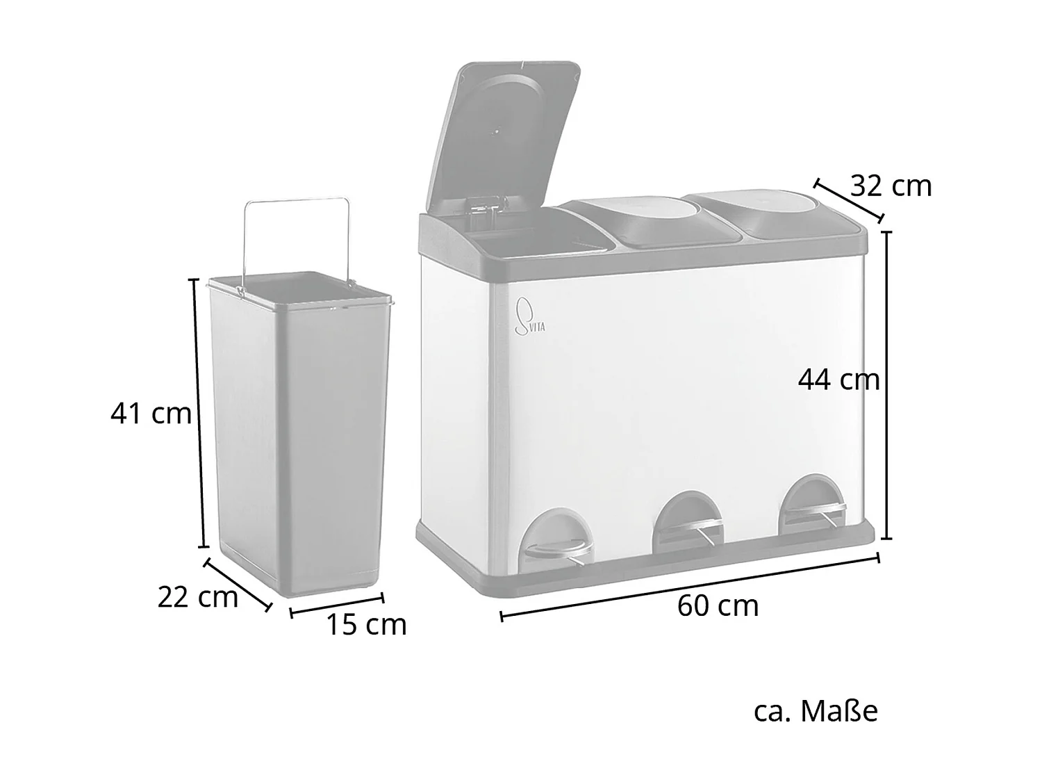 Poubelle de recyclage 45L