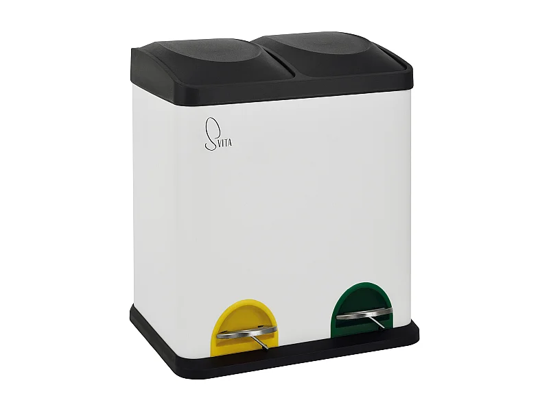 MÜLLEIMER TC2X15 30L 2x15 Treteimer Papierkorb Mülltrennung Weiß