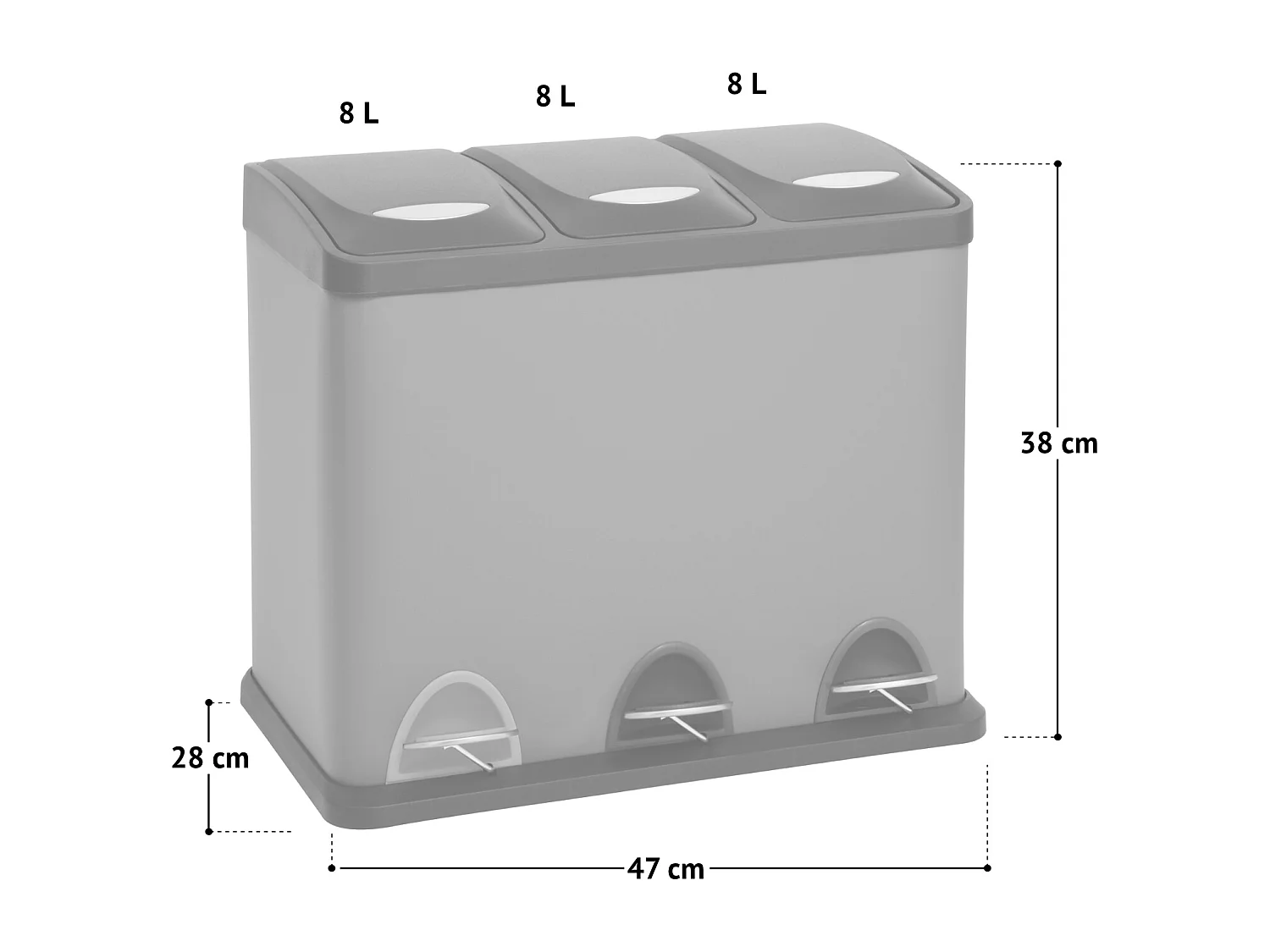 TRETMÜLLEIMER TC3X8 Grau