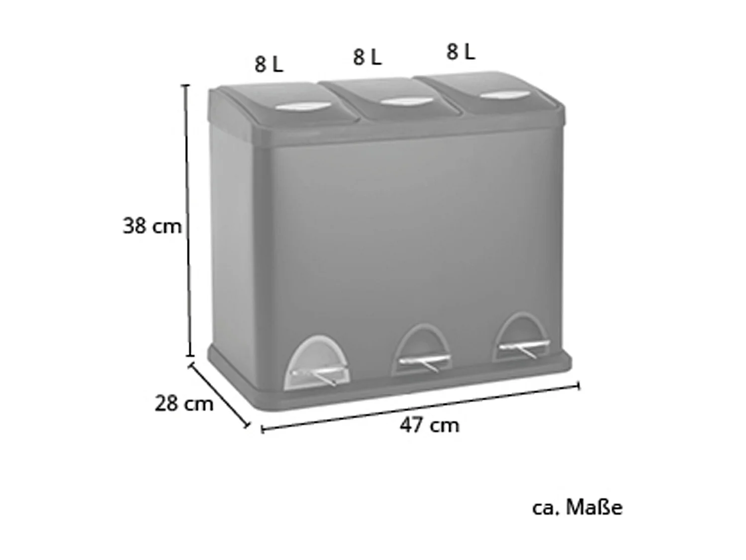 TRETMÜLLEIMER TC3X8 Schwarz