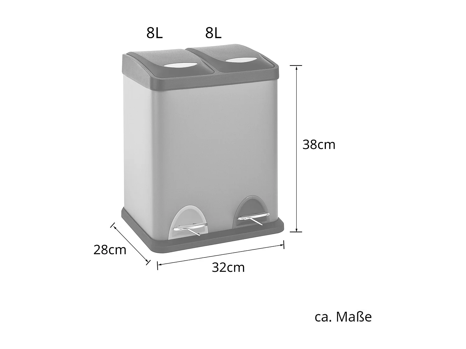Poubelle de tri 2x8L en inox