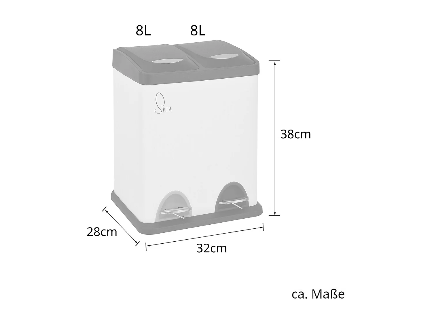 Poubelle de tri 2x8L en inox