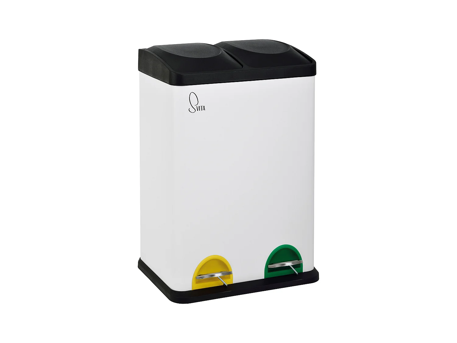 MÜLLEIMER TC2X20 Küchen-Eimer 40Liter Fassungsvermögen 2x20L Abfalleimer 2er-Mülleimer Weiß