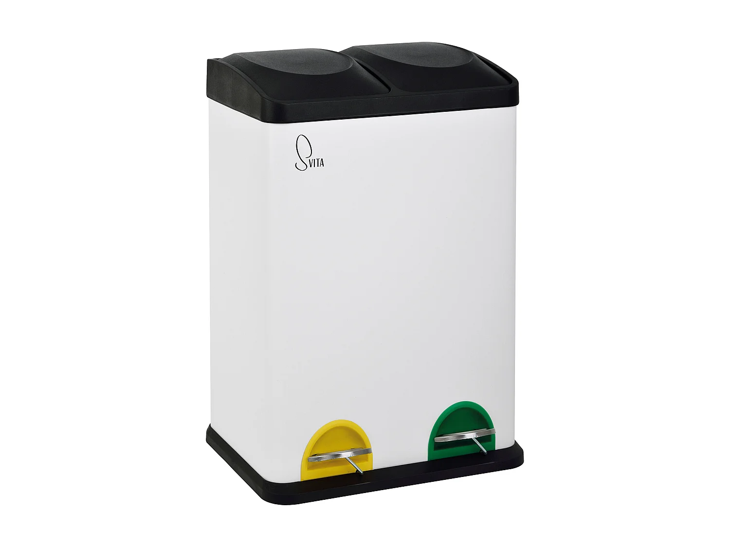 MÜLLEIMER TC2X20 Küchen-Eimer 40Liter Fassungsvermögen 2x20L Abfalleimer 2er-Mülleimer Weiß