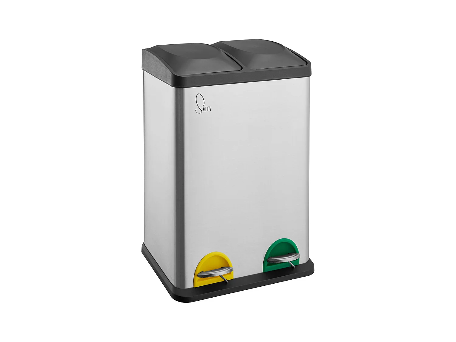 MÜLLEIMER TC2X20 Küchen-Eimer 40Liter Fassungsvermögen 2x20L Abfalleimer 2er-Mülleimer Silber