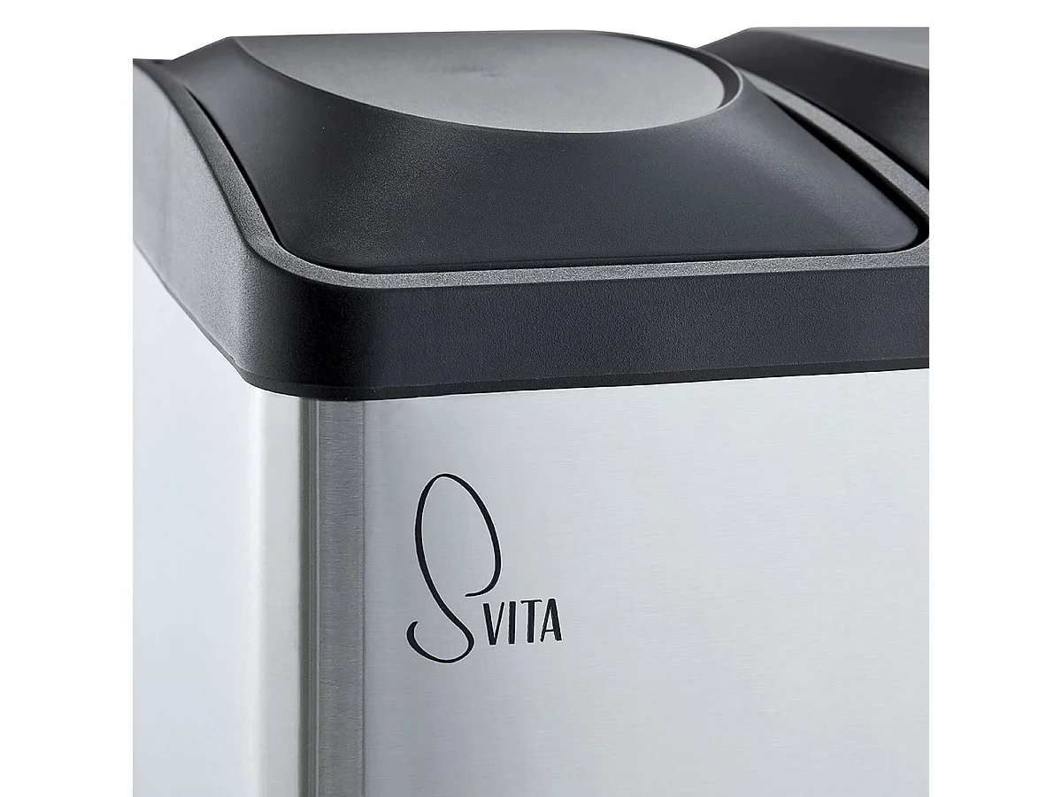 MÜLLEIMER TC2X20 Küchen-Eimer 40Liter Fassungsvermögen 2x20L Abfalleimer 2er-Mülleimer Silber