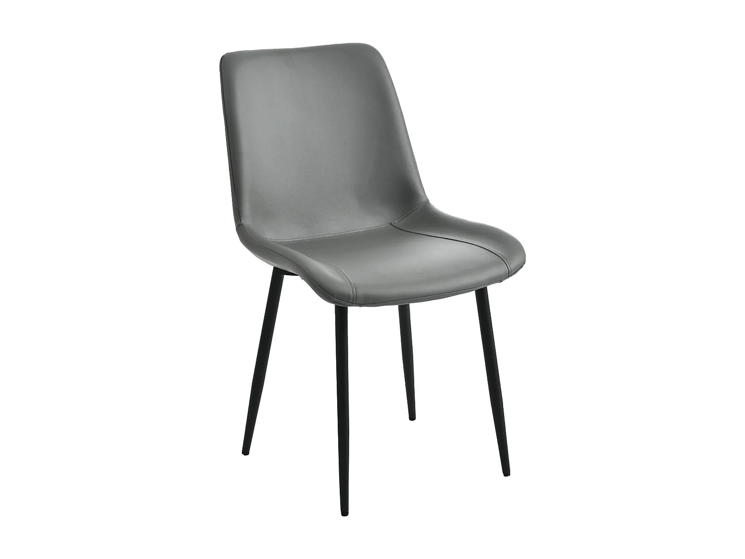 Set van 4 PU lederen stoelen - Metalen poten - Grijs