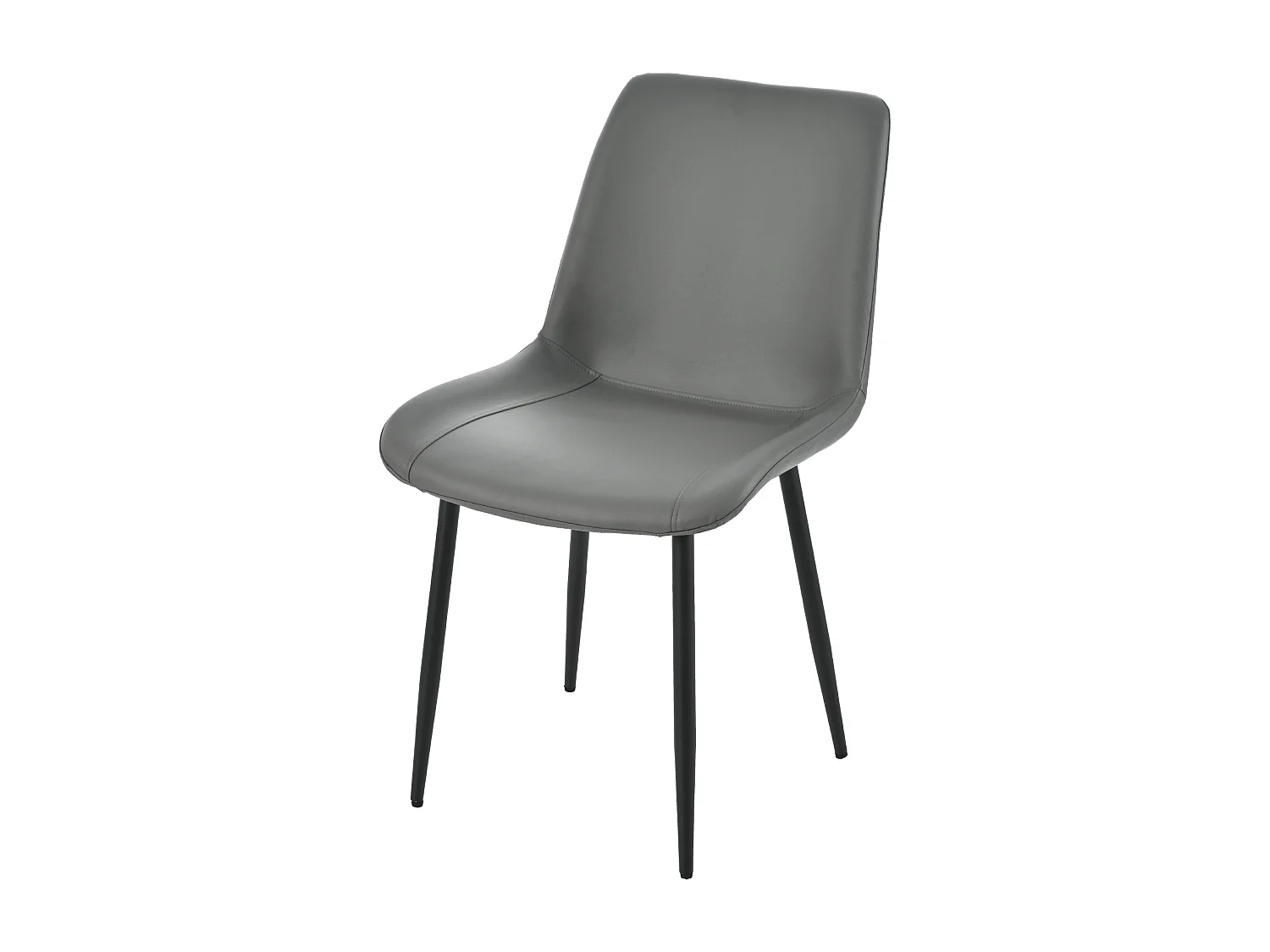 Set van 4 PU lederen stoelen - Metalen poten - Grijs