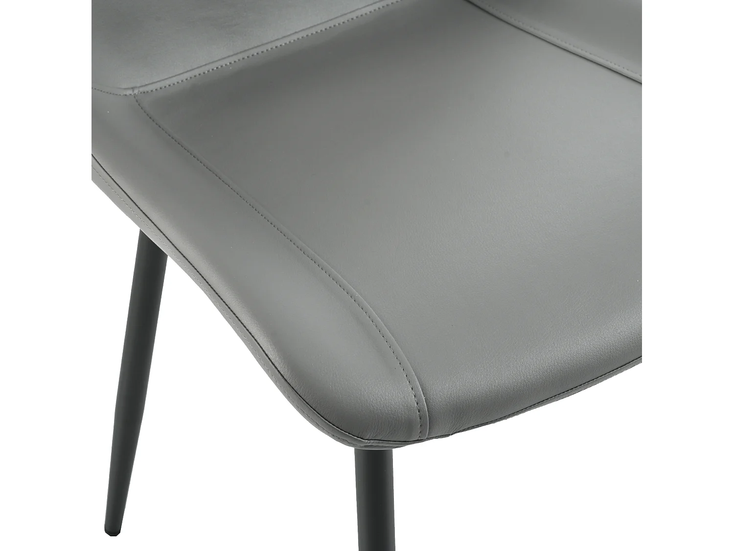 Lot de 4 chaises en cuir PU - Pièds en métal - Gris