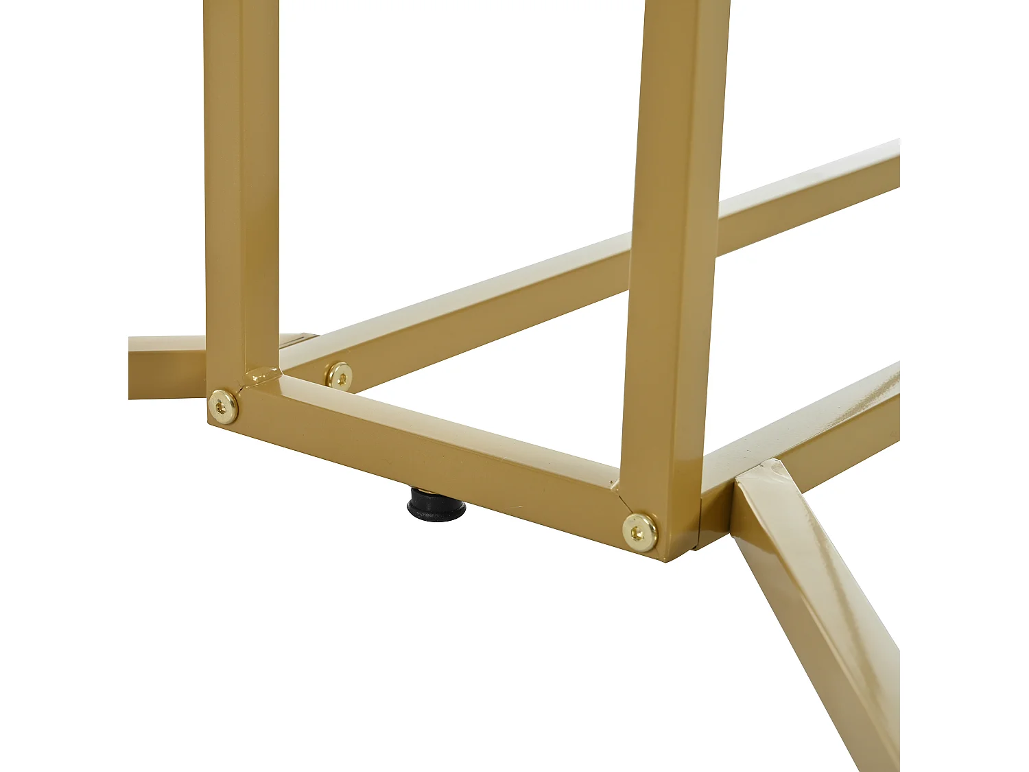 Mesa de comedor de 6 cubiertos con diseño de mármol - MDF + patas de metal dorado - blanco