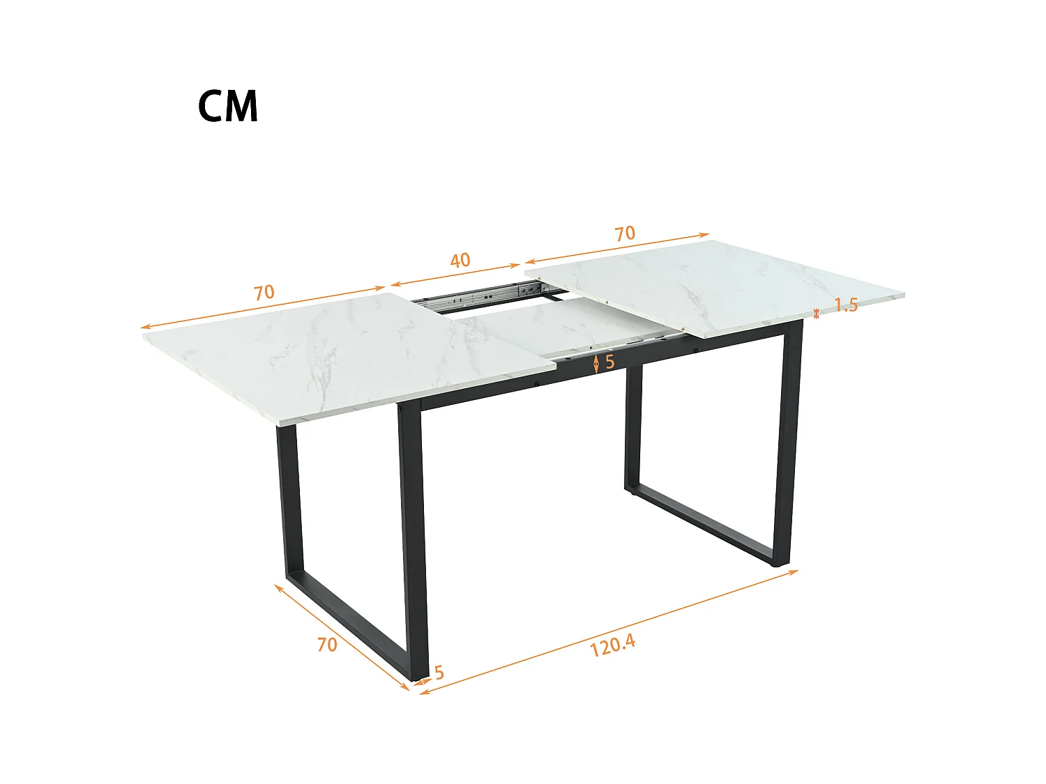 Uitschuifbare eettafel voor 4 tot 8 couverts in MDF en metaal - Wit en zwart