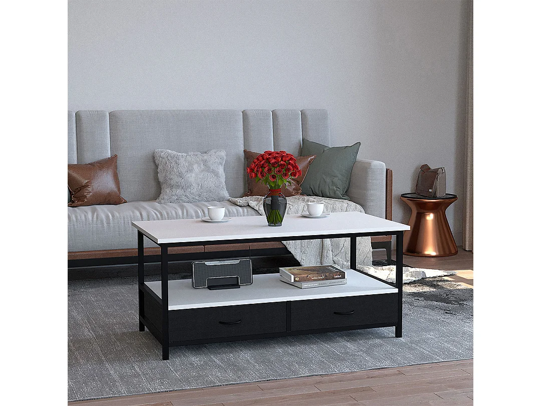 Side table & coffee table Flonila White H. 45 x W. 100 x D. 50 cm