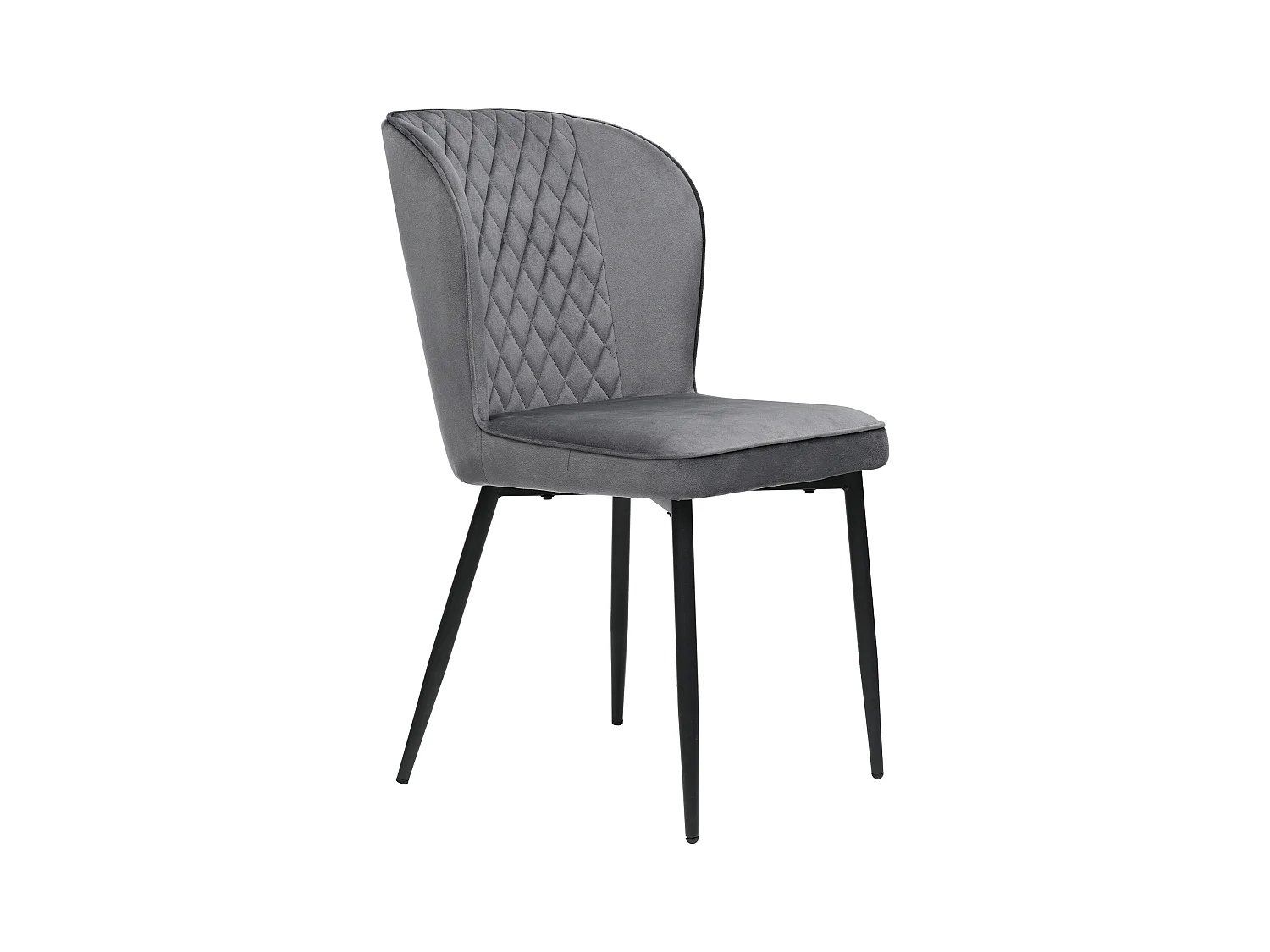 Ensemble table à manger avec 4 chaises en velours - Bois MDF et métal - Gris