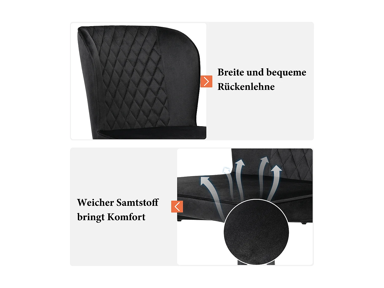 Set tavolo da pranzo 140 x 80 x 75 cm con 4 sedie in velluto - MDF + metallo dorato - Nero