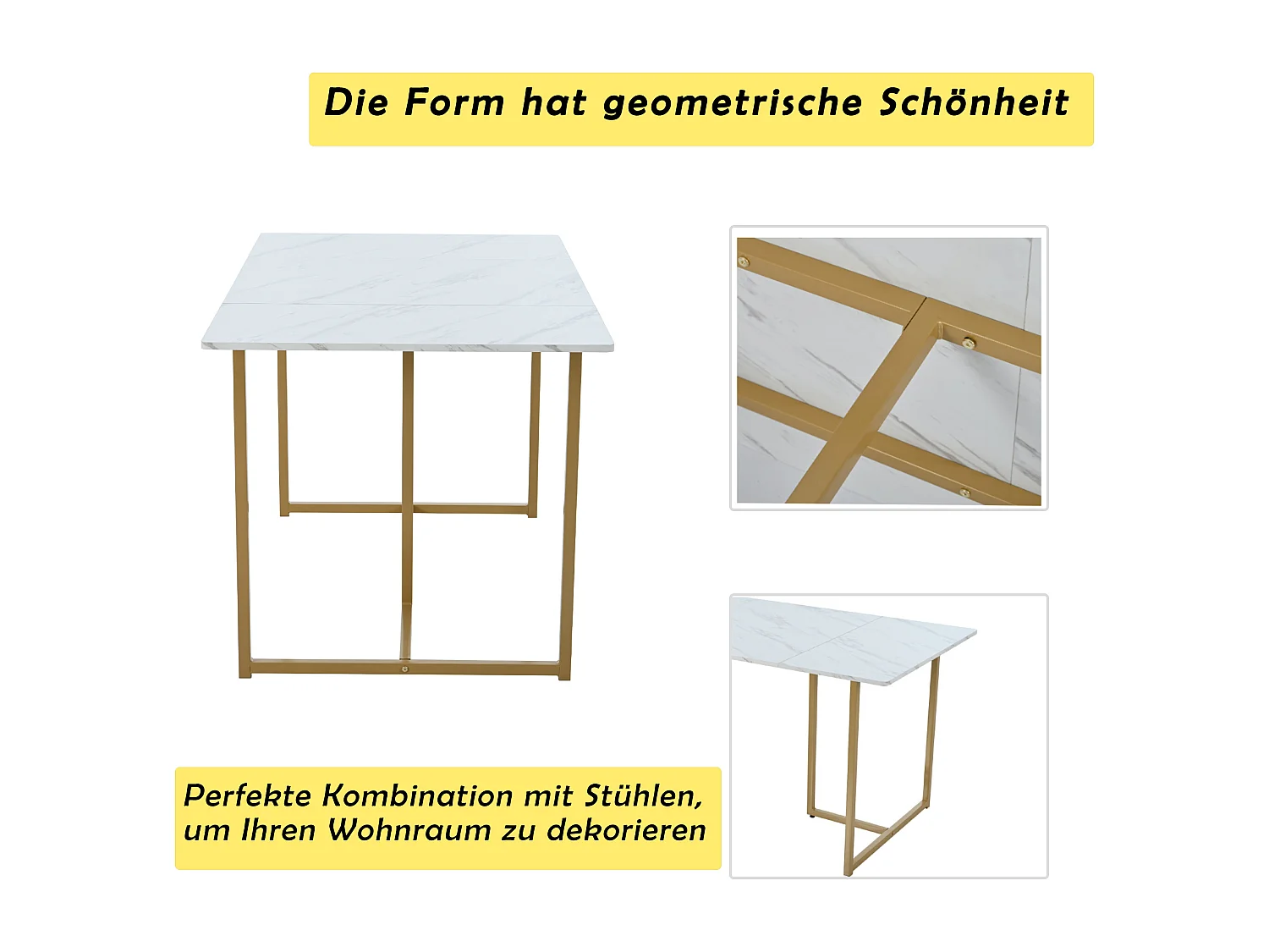 Ensemble table à manger 140 x 80 x 75 cm avec 4 chaises en velours - Bois MDF et métal doré - Gris