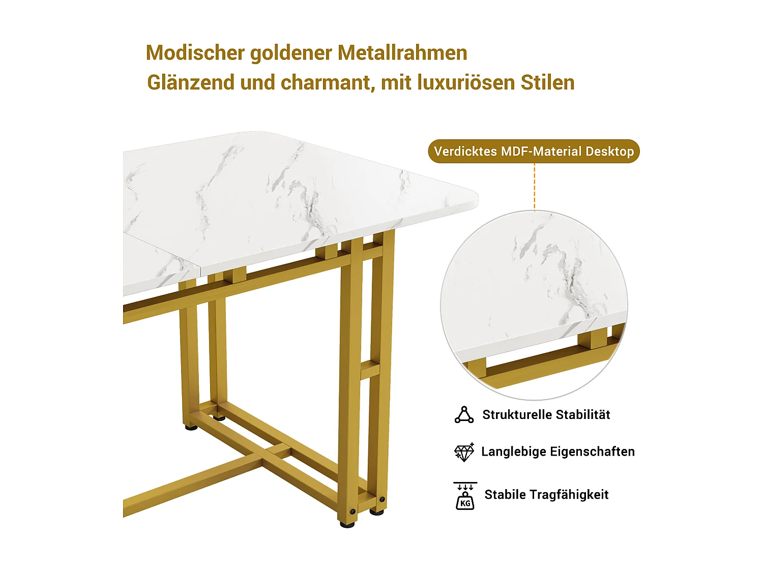 Tafelset + 4 fluwelen stoelen - tafel 120 x 70 cm - goud metalen poten - groen en wit