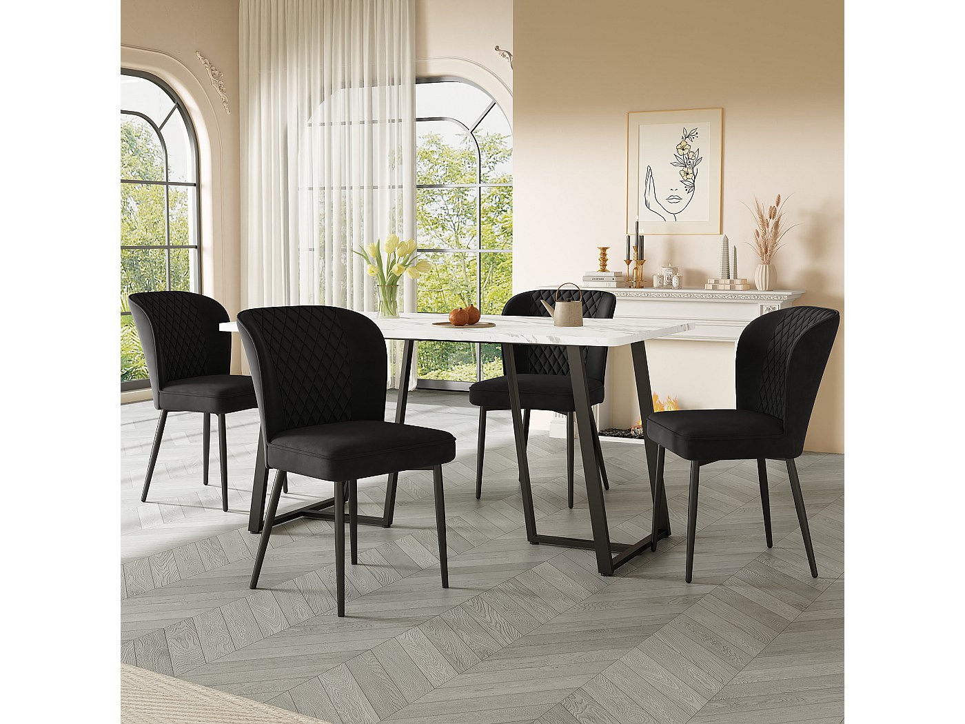 Set Di Tavolo E 6 Sedie Da Giardino In Acciaio Basalto E Fibra Tessile Bianca Nero Fiammato 180 Cm Grosseto