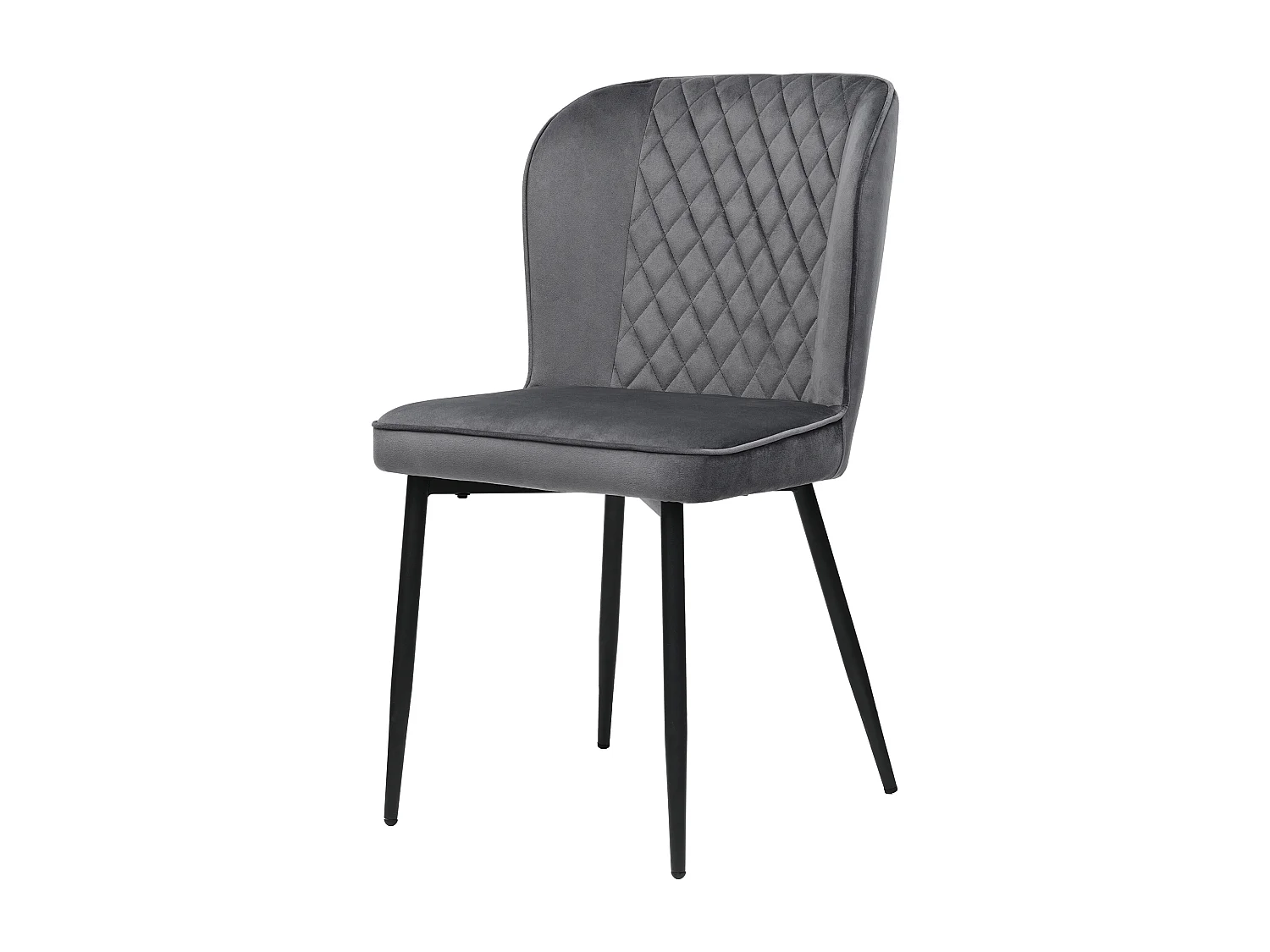 Eettafelset met 4 fluwelen stoelen - MDF hout en goud metaal - Grijs