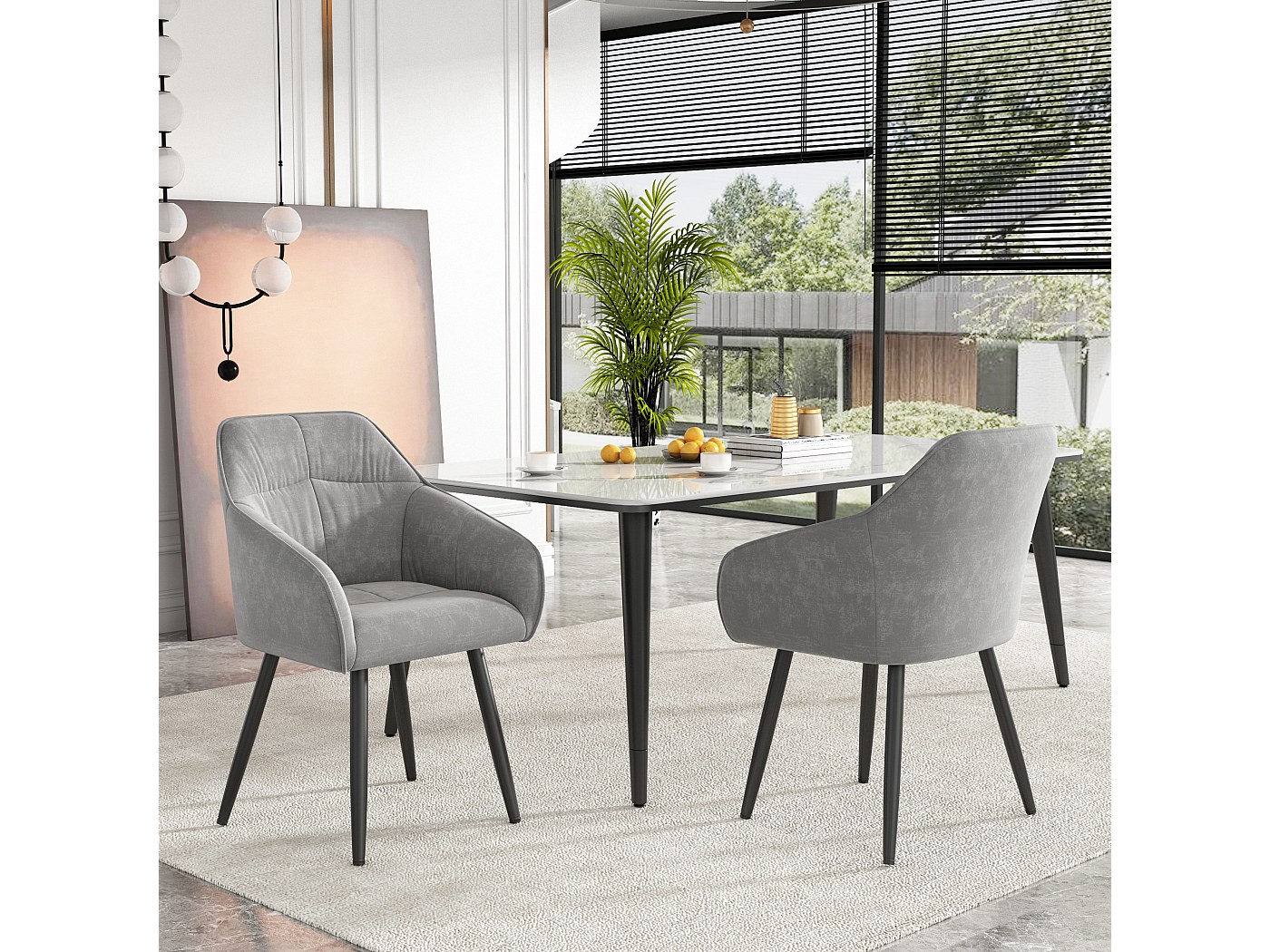 Set van 2 Vergaderstoelen MAYA, bekleed met donkergrijze fluwelen stof