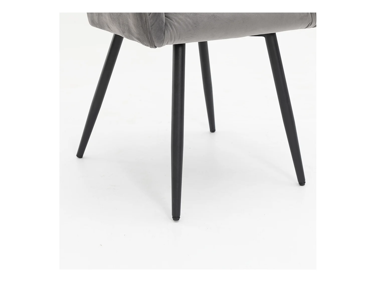 Set van 6 fluwelen eetkamerstoelen - armleuningen + metalen poten - grijs