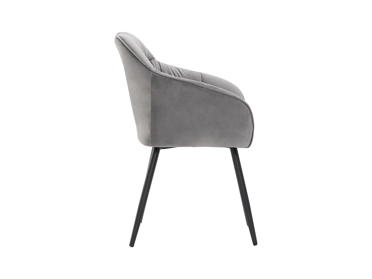 Set van 6 fluwelen eetkamerstoelen - armleuningen + metalen poten - grijs